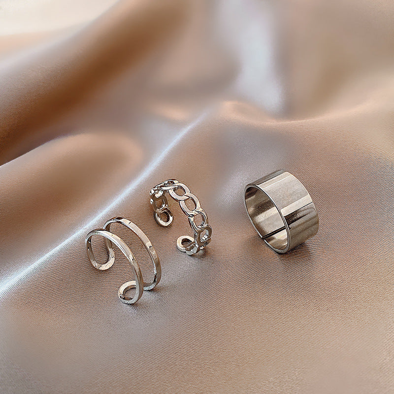 Geometric Metal Suit Open Ring
