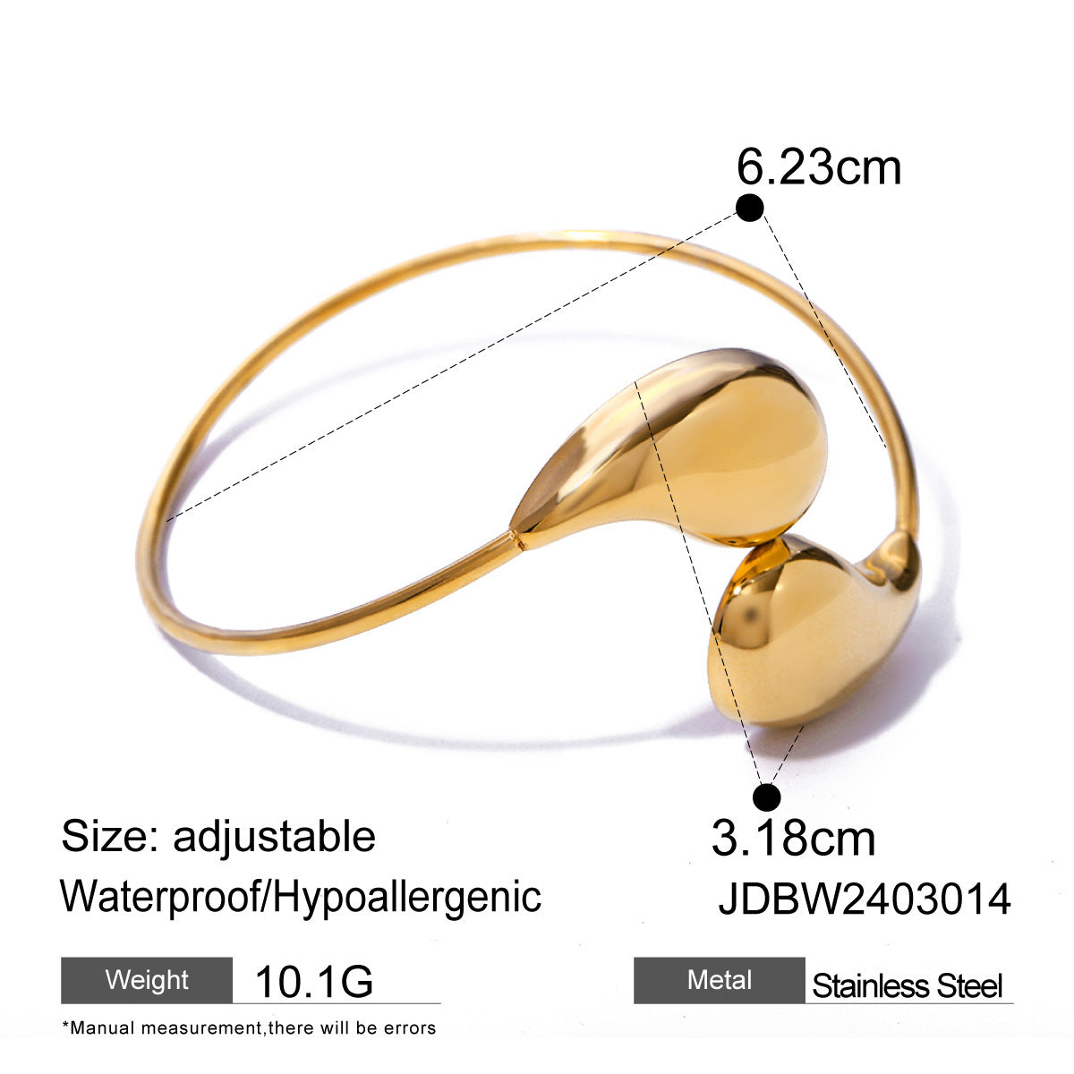 Titanium 18K Gold PVD Plated Cuff Bracelet