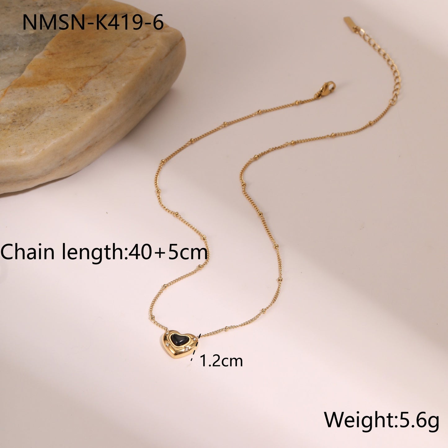 Natural Stone Pendant Titanium Steel Necklace