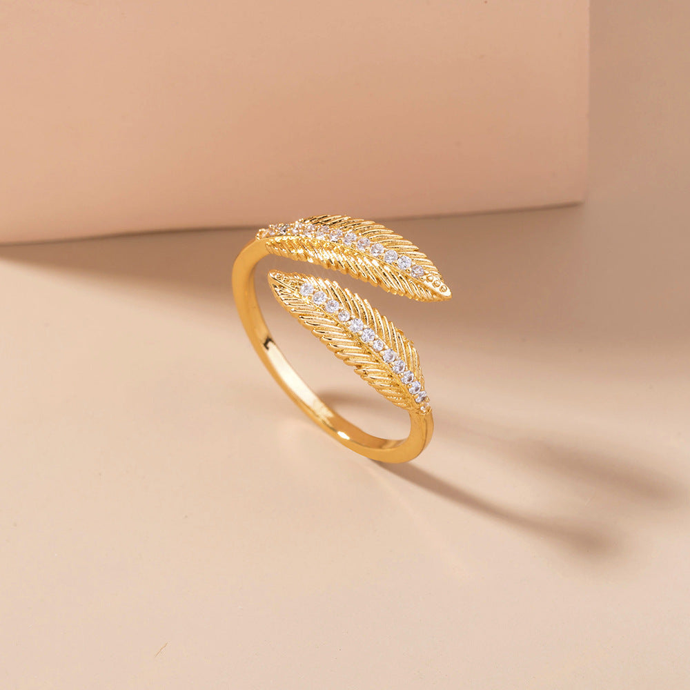 Feather Zircon Ring Female Wild
