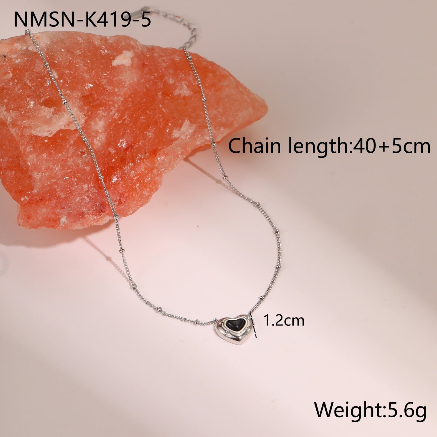 Natural Stone Pendant Titanium Steel Necklace