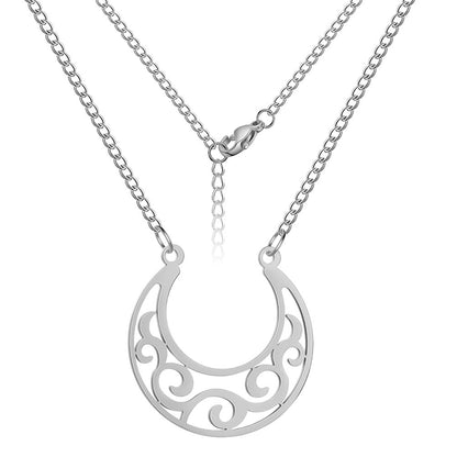 Titanium Hollow Moon Curl Pattern Pendant