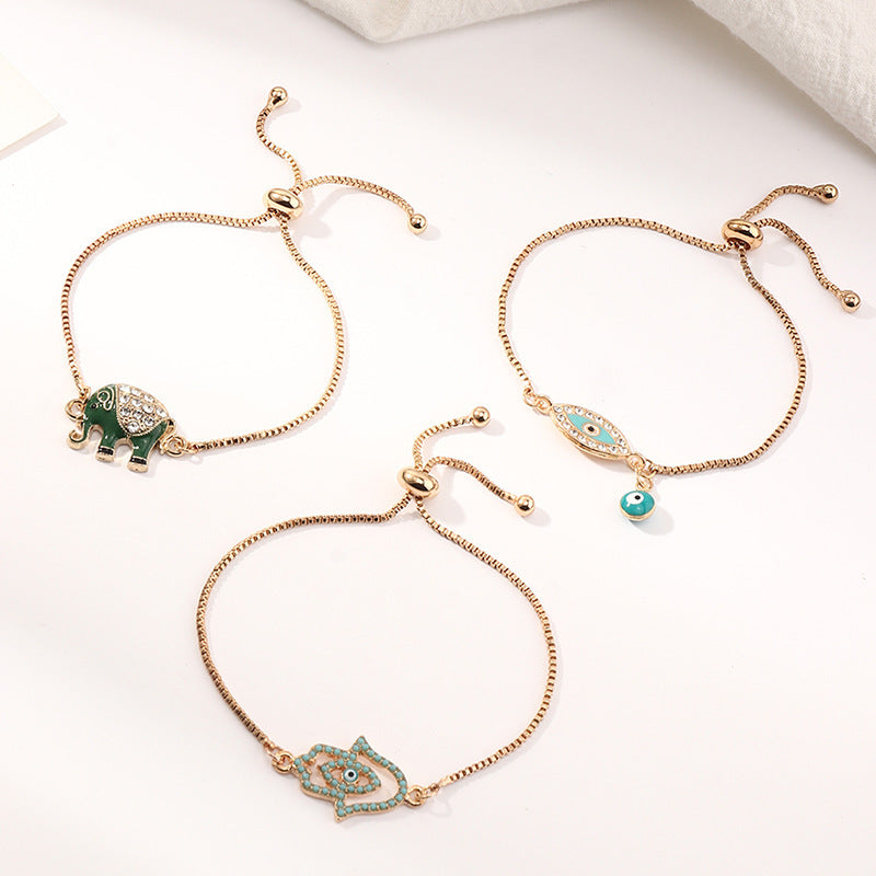 Alloy Dripping Eyes Elephant Bracelet