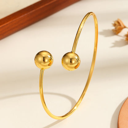 18k Gold Double Headed Bead Opening Bracelet