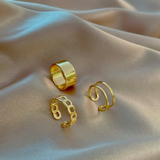 Geometric Metal Suit Open Ring