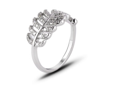 Personalised Diamond Leaf Ring