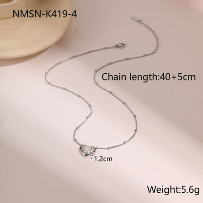 Natural Stone Pendant Titanium Steel Necklace