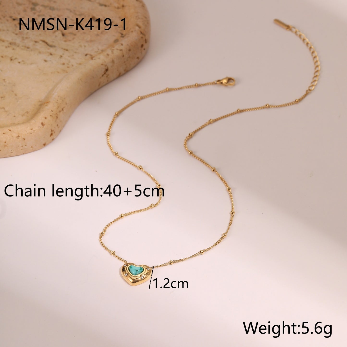 Natural Stone Pendant Titanium Steel Necklace