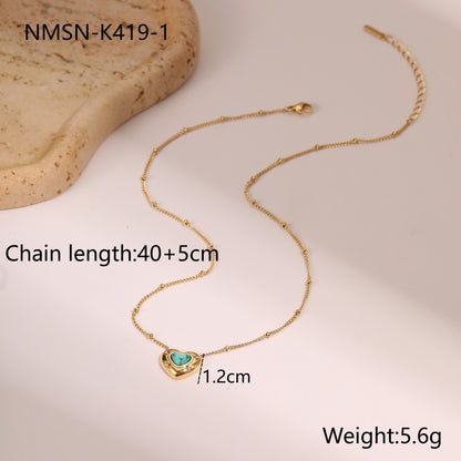 Natural Stone Pendant Titanium Steel Necklace