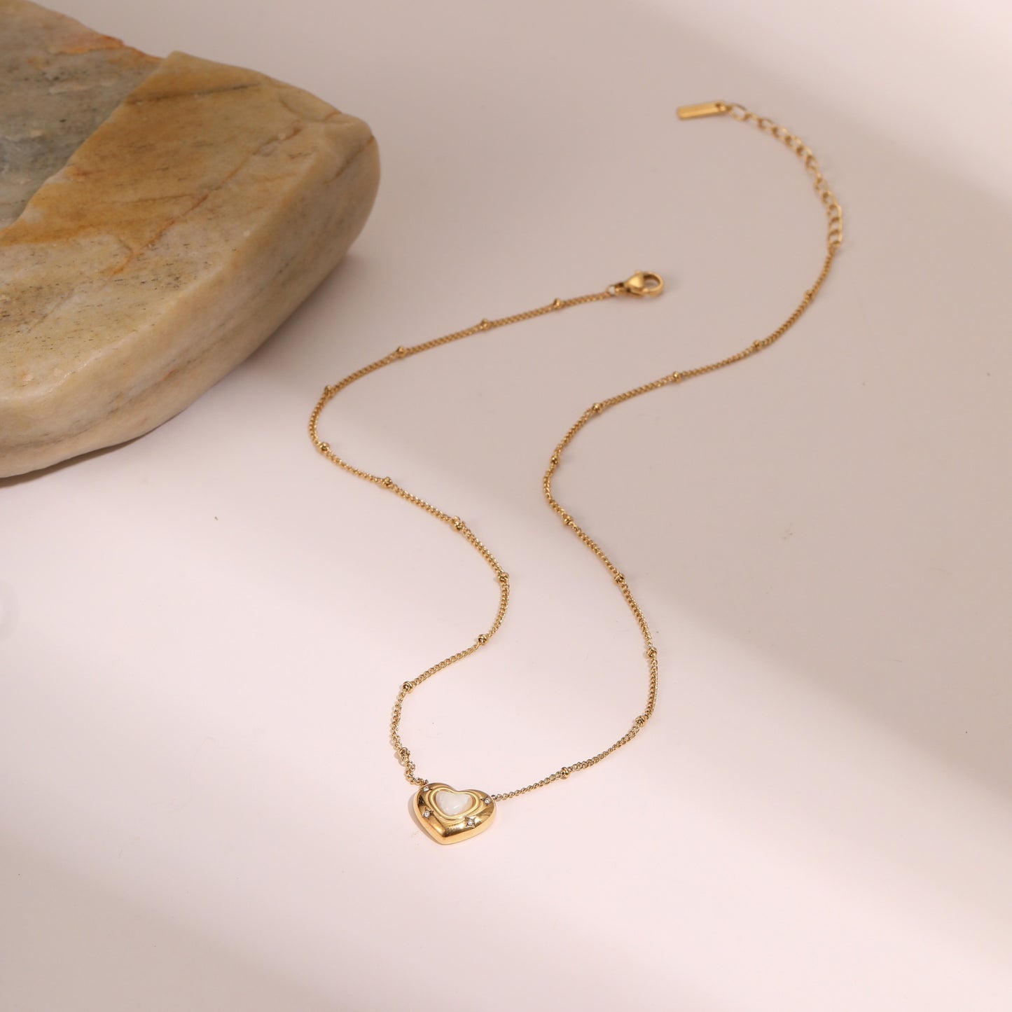 Natural Stone Pendant Titanium Steel Necklace