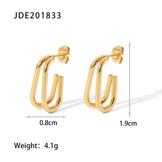 Gold Titanium Steel Chain earings