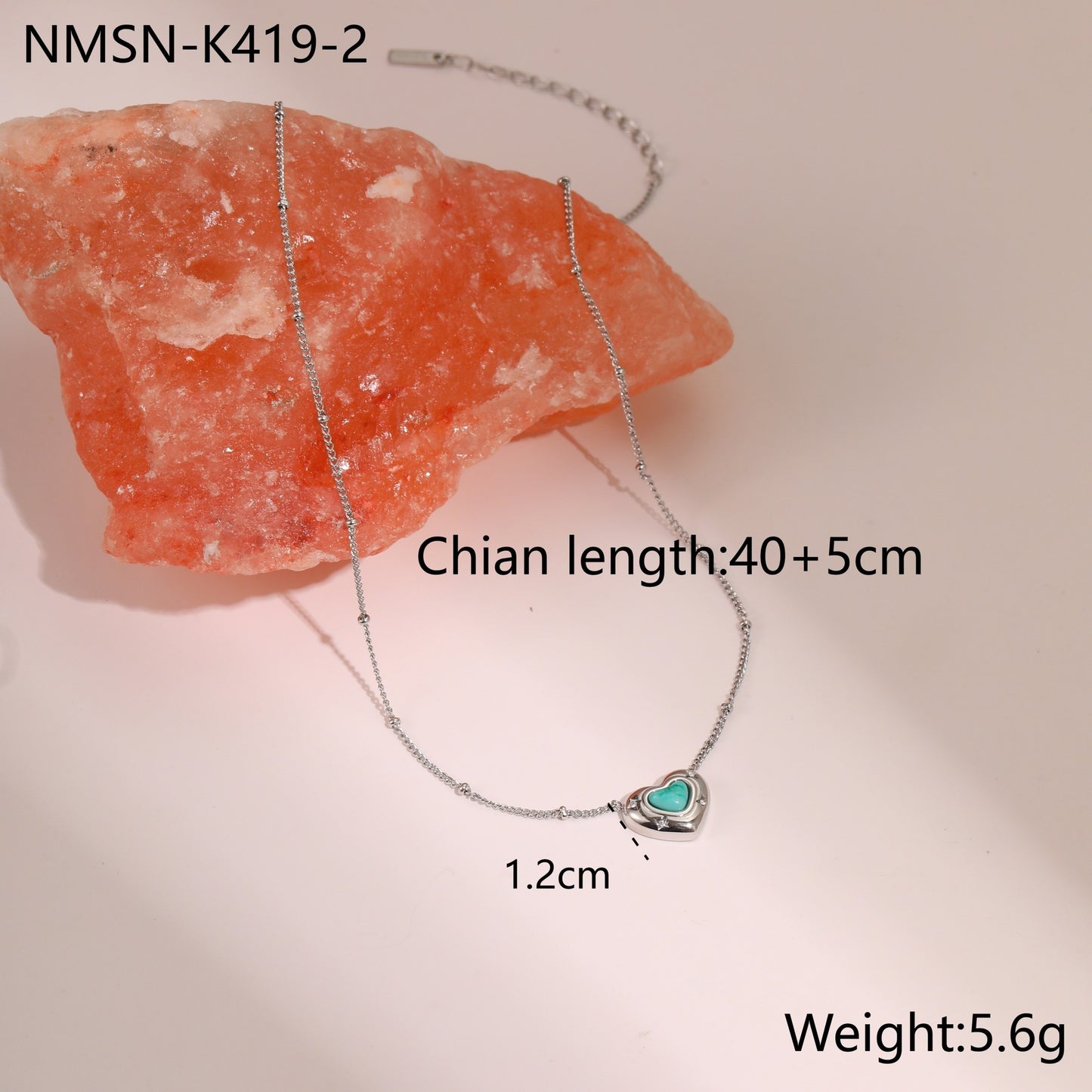 Natural Stone Pendant Titanium Steel Necklace