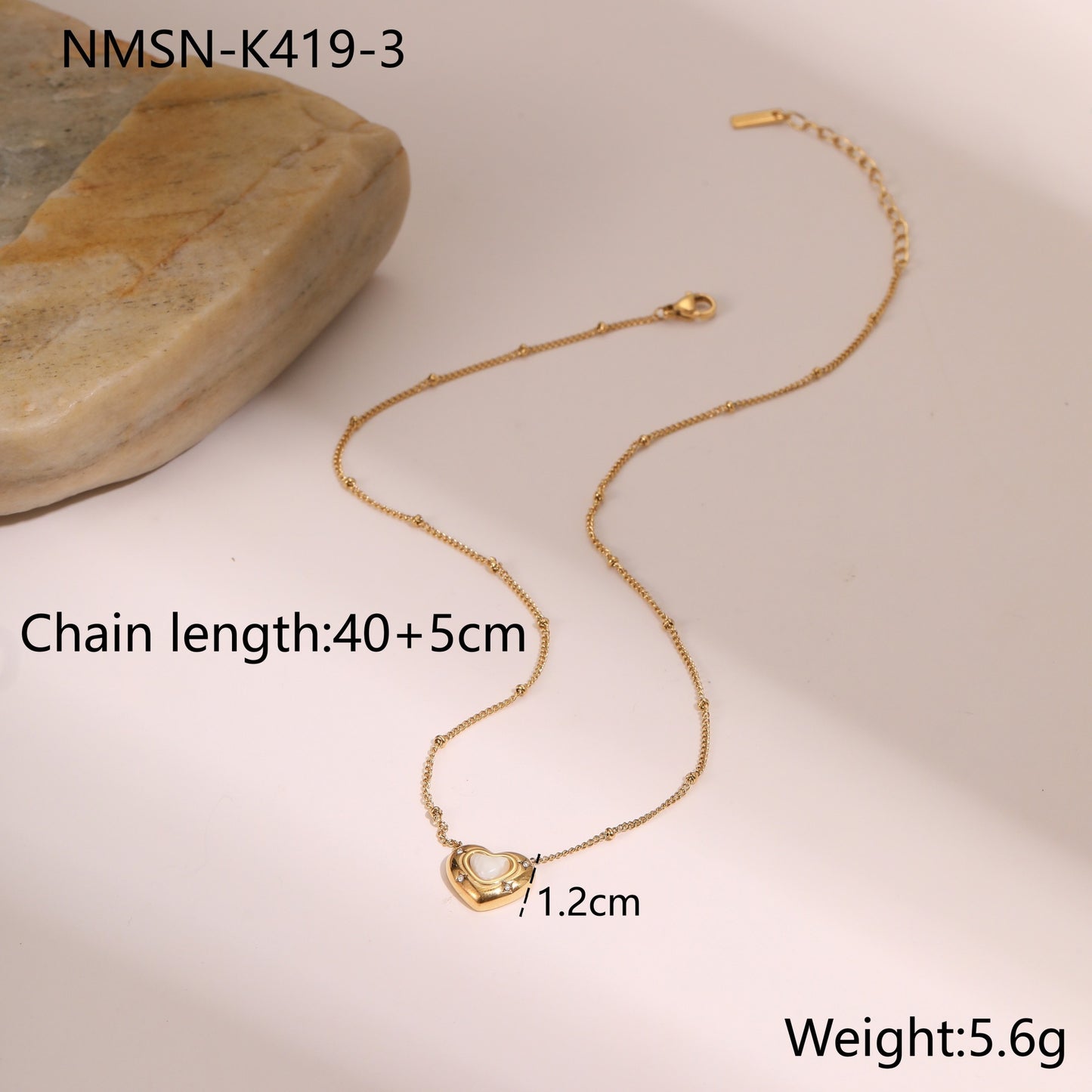 Natural Stone Pendant Titanium Steel Necklace