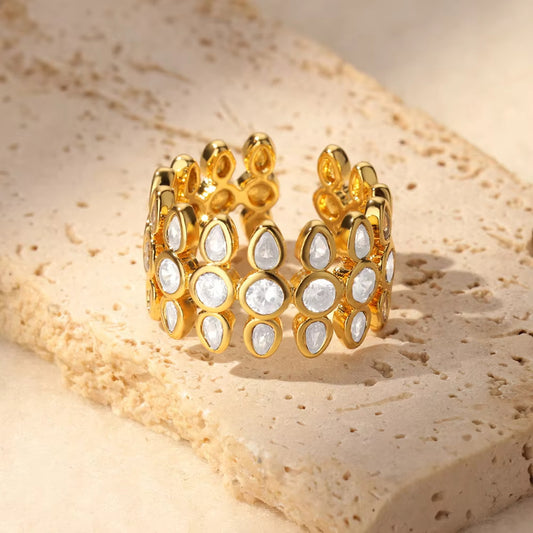 Open-end Zircon Titanium Ring