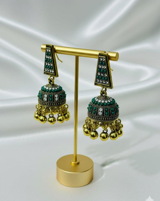 Emerald Drop Jhumkas