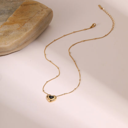 Natural Stone Pendant Titanium Steel Necklace