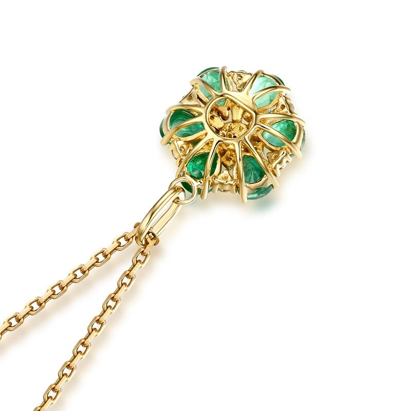 Emerald Flower-shaped Gems Pendant