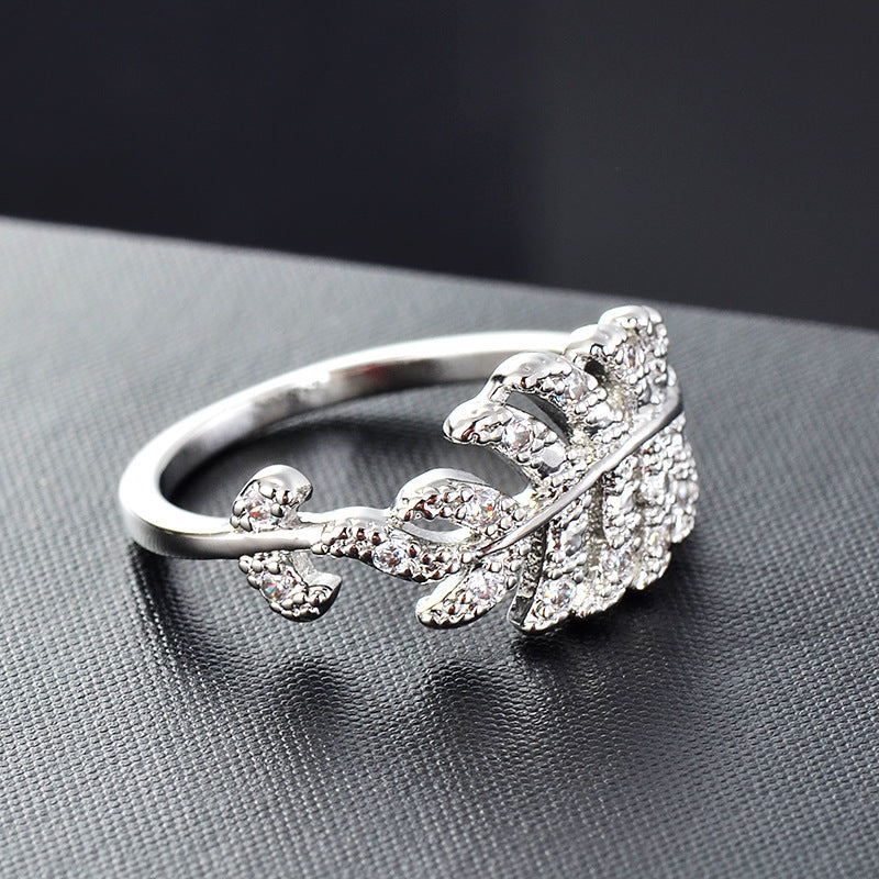 Personalised Diamond Leaf Ring
