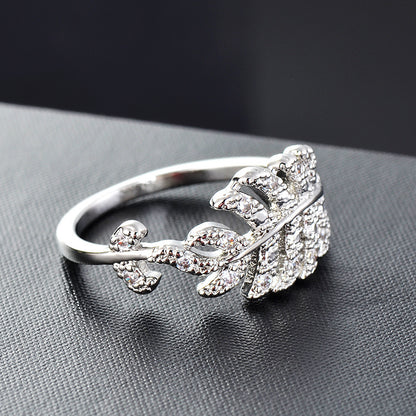 Personalised Diamond Leaf Ring