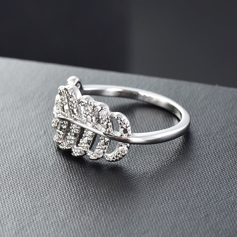 Personalised Diamond Leaf Ring