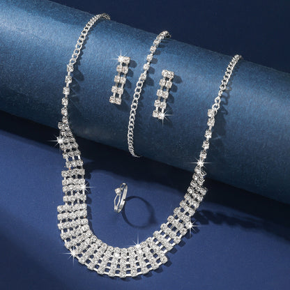Claw Chain Necklace Bracelet Earrings Four-piece Ring Set