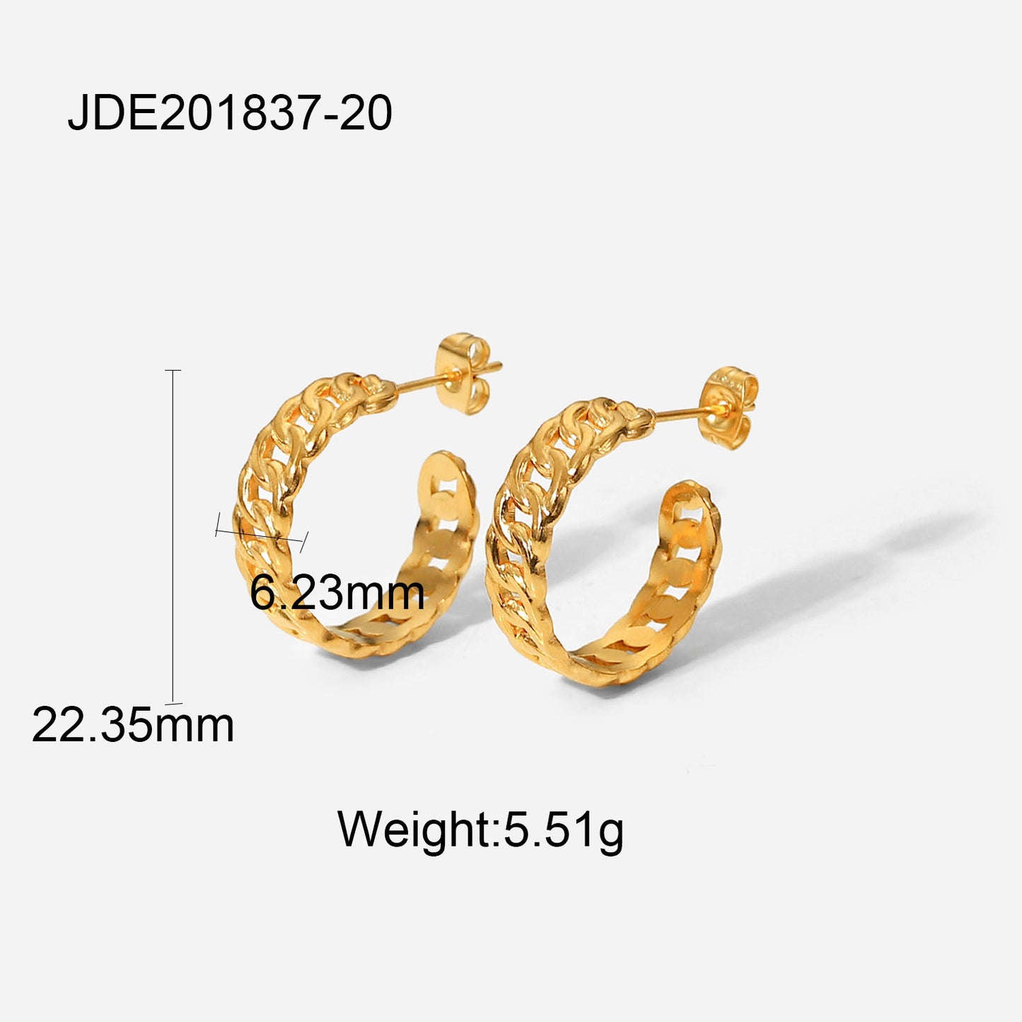 Gold Titanium Steel Chain earings