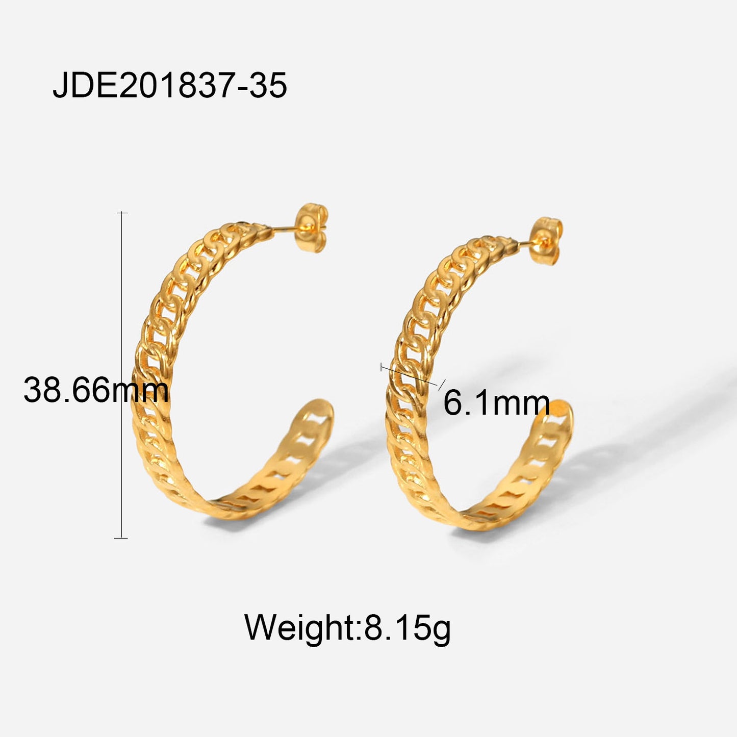 Gold Titanium Steel Chain earings